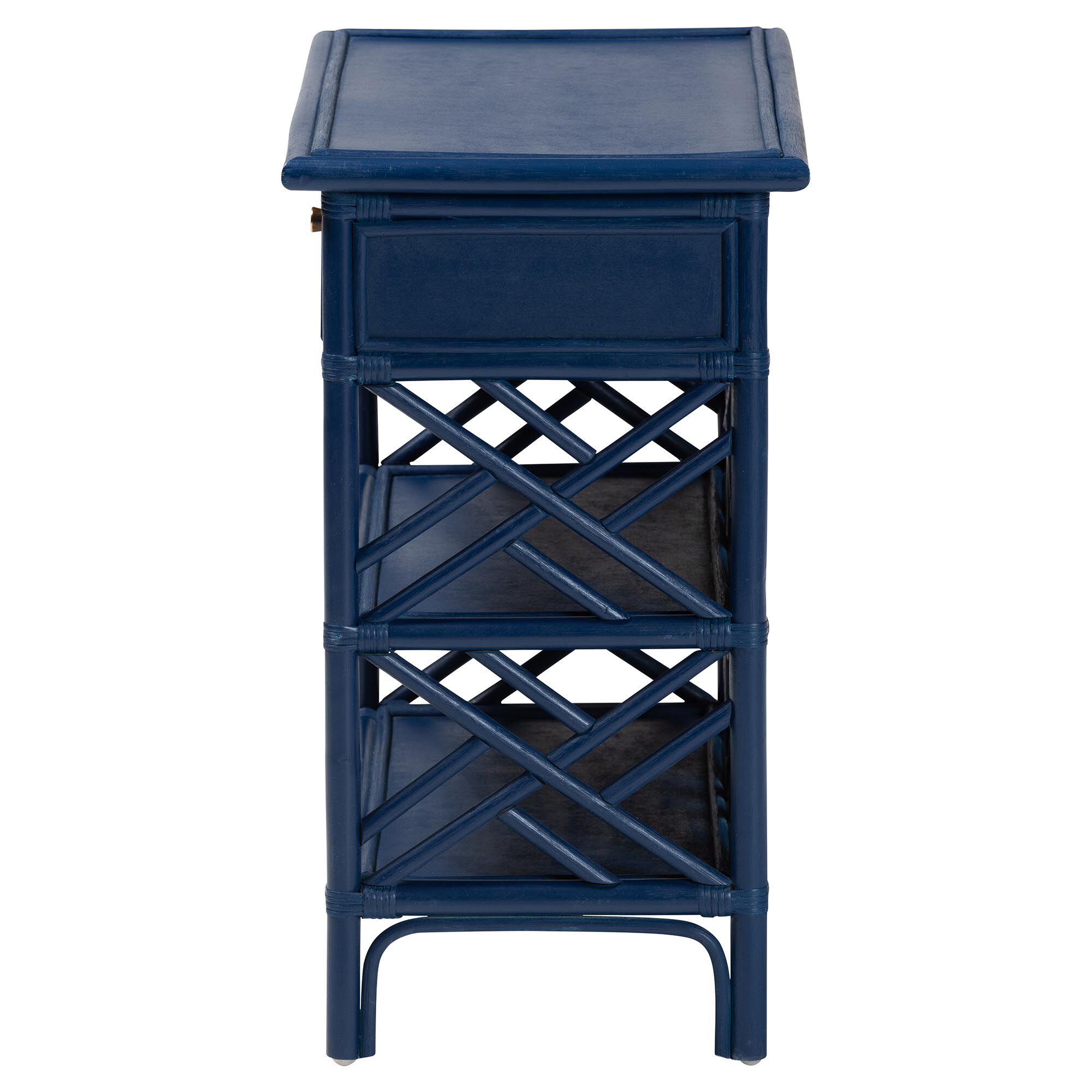 Tiaret Natural Rattan Nightstand, White, BLUE, alternate image number 4