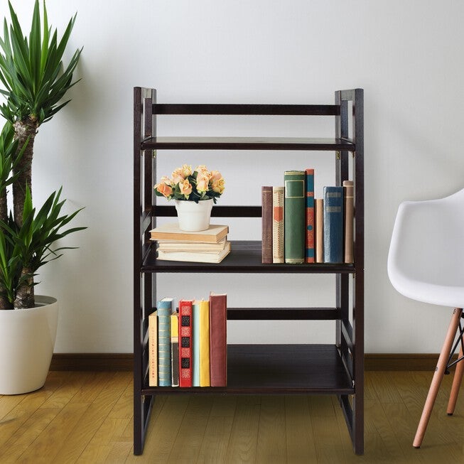 3-Shelf Folding Student Bookcase 20.75 inches Wide-Espresso, , alternate image number null