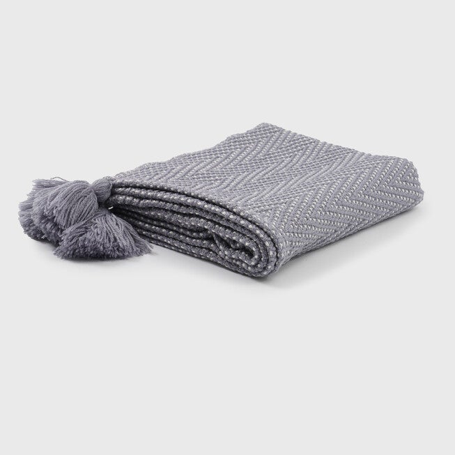 Herringbone Tassel Throw, , on-hover image number 1