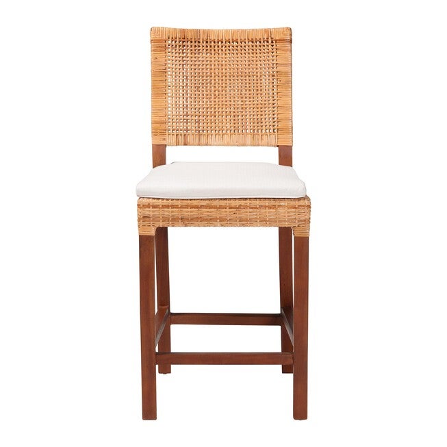 Lesia Natural Rattan Counter Stool with Cushion, BROWN, alternate image number 2
