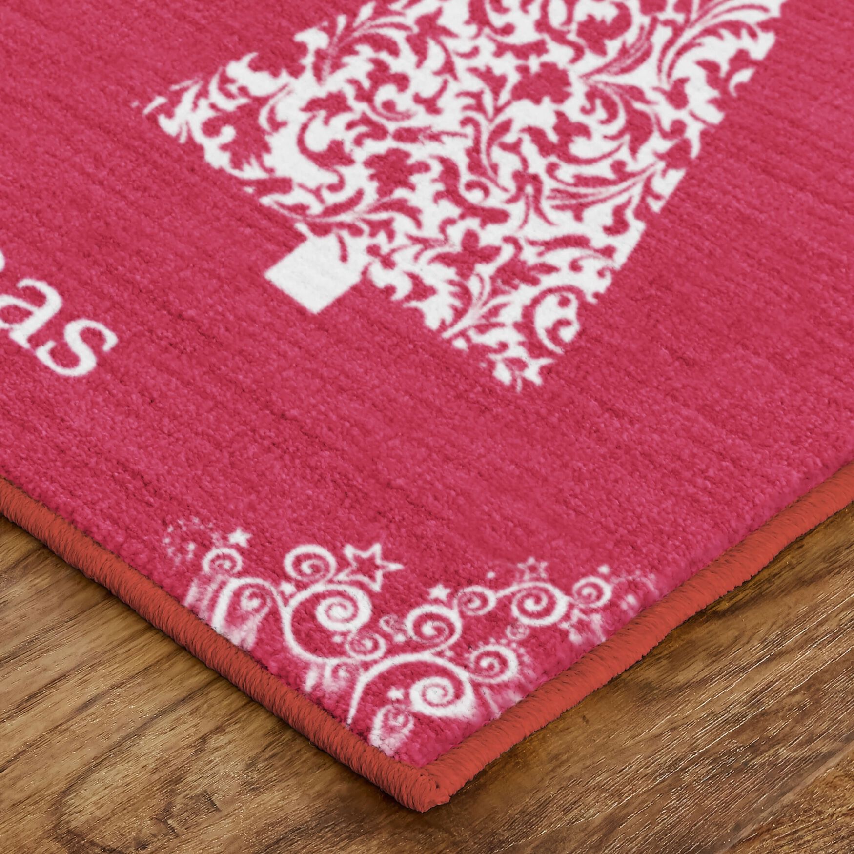 Ornamental Trees Red Kitchen Rug, , alternate image number 2