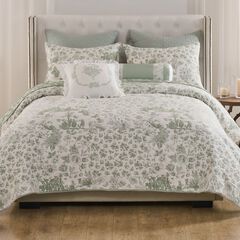 Patchwork Toile Classic Floral Coverlet Set