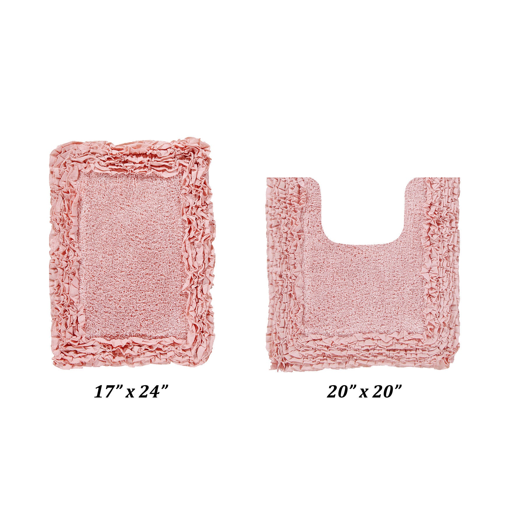 Shaggy Border Bath Rug Mat, 2 Pc Set (17 inches X 24 inches | 20 inches X 20 inches), PINK, hi-res image number 0