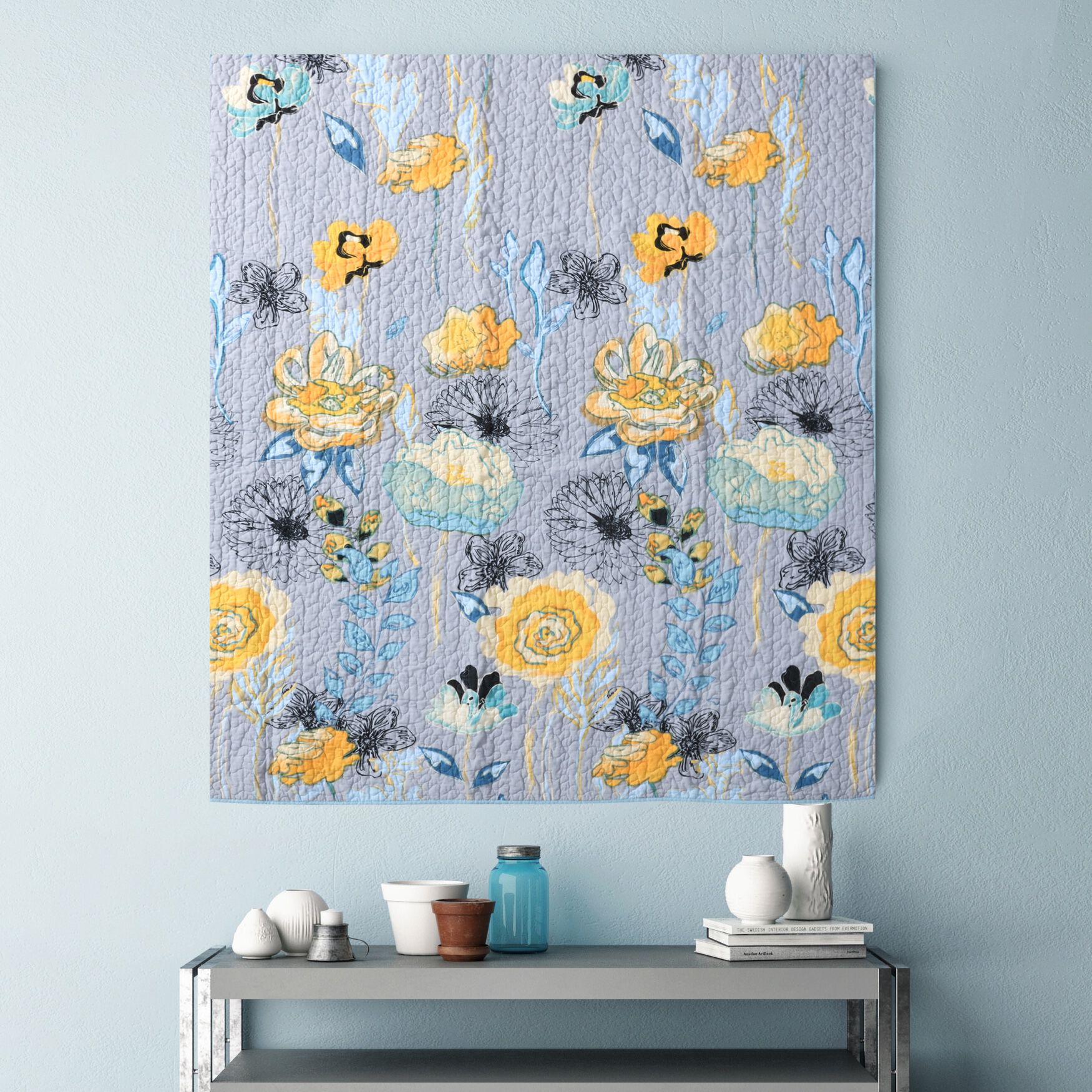 Watercolor Dream Modern Floral Quilted Throw Blanket, , alternate image number 6