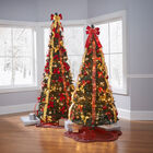 Fully Decorated Pre-Lit 6-Ft. Pop-Up Christmas Tree, RED GOLD, hi-res image number null