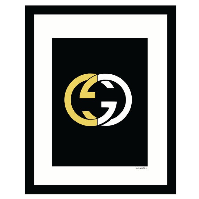 Gucci Logo Gold & White - White / Gold - 14x18 Framed Print, WHITE GOLD, hi-res image number 0