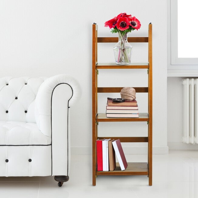 3-Shelf Folding Bookcase 14 inches Wide-Honey Oak, , alternate image number null