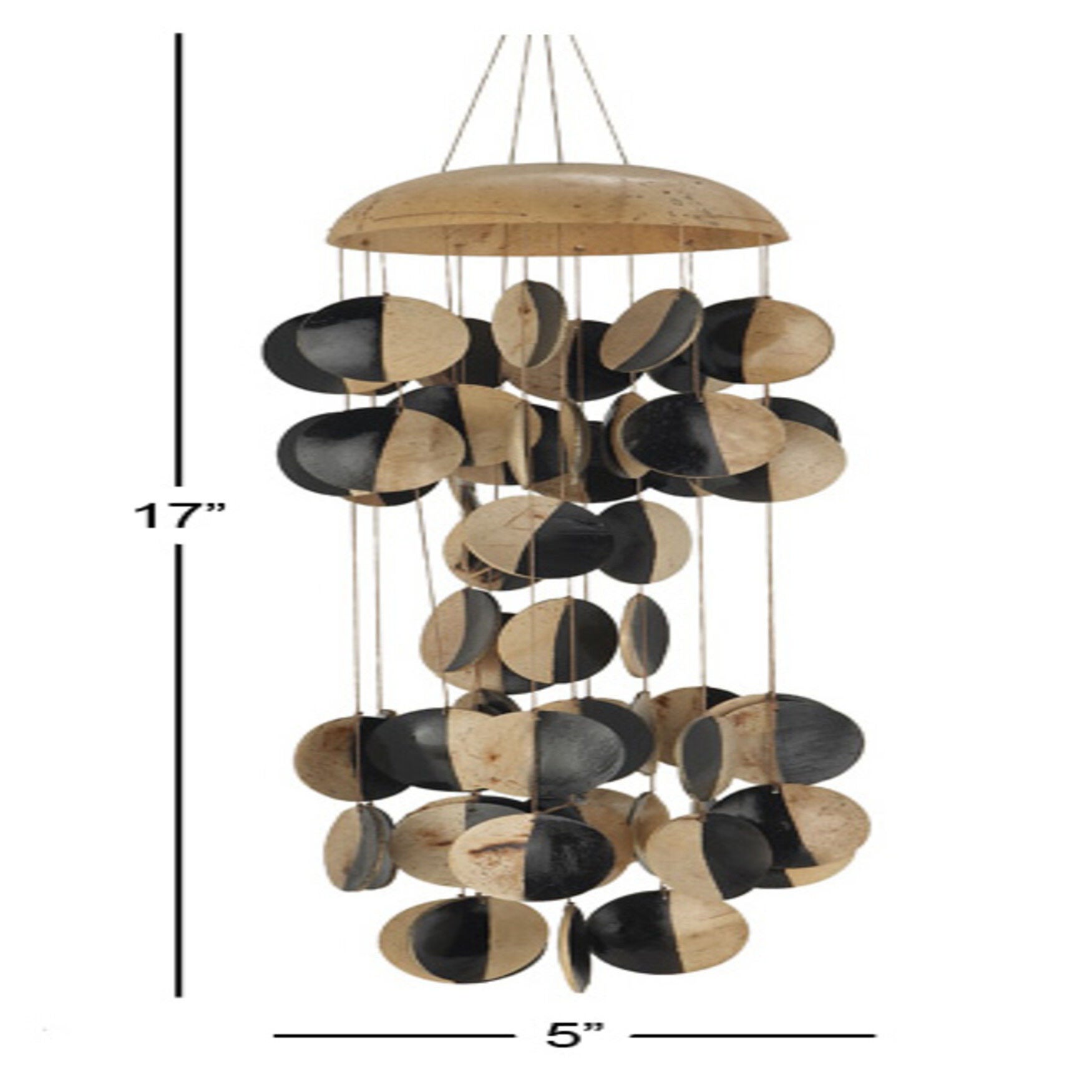 Black And Cream Coconut Shells Coastal Windchime, , alternate image number 4
