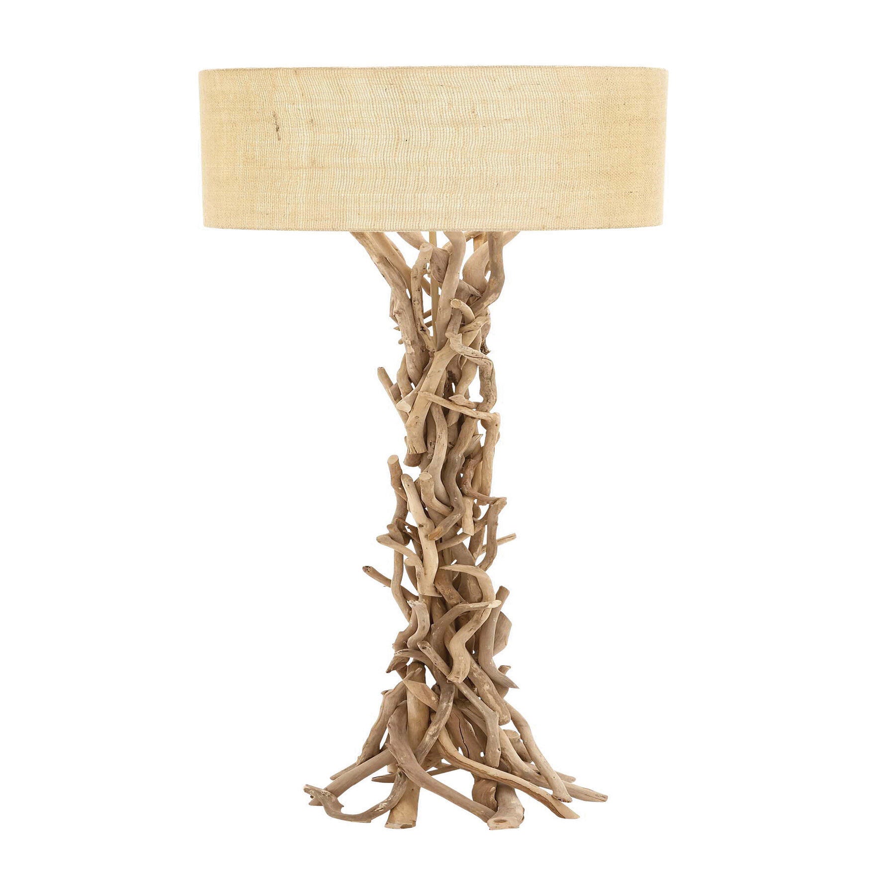Beige Wood Rustic Floor Lamp, BEIGE, hi-res image number 0
