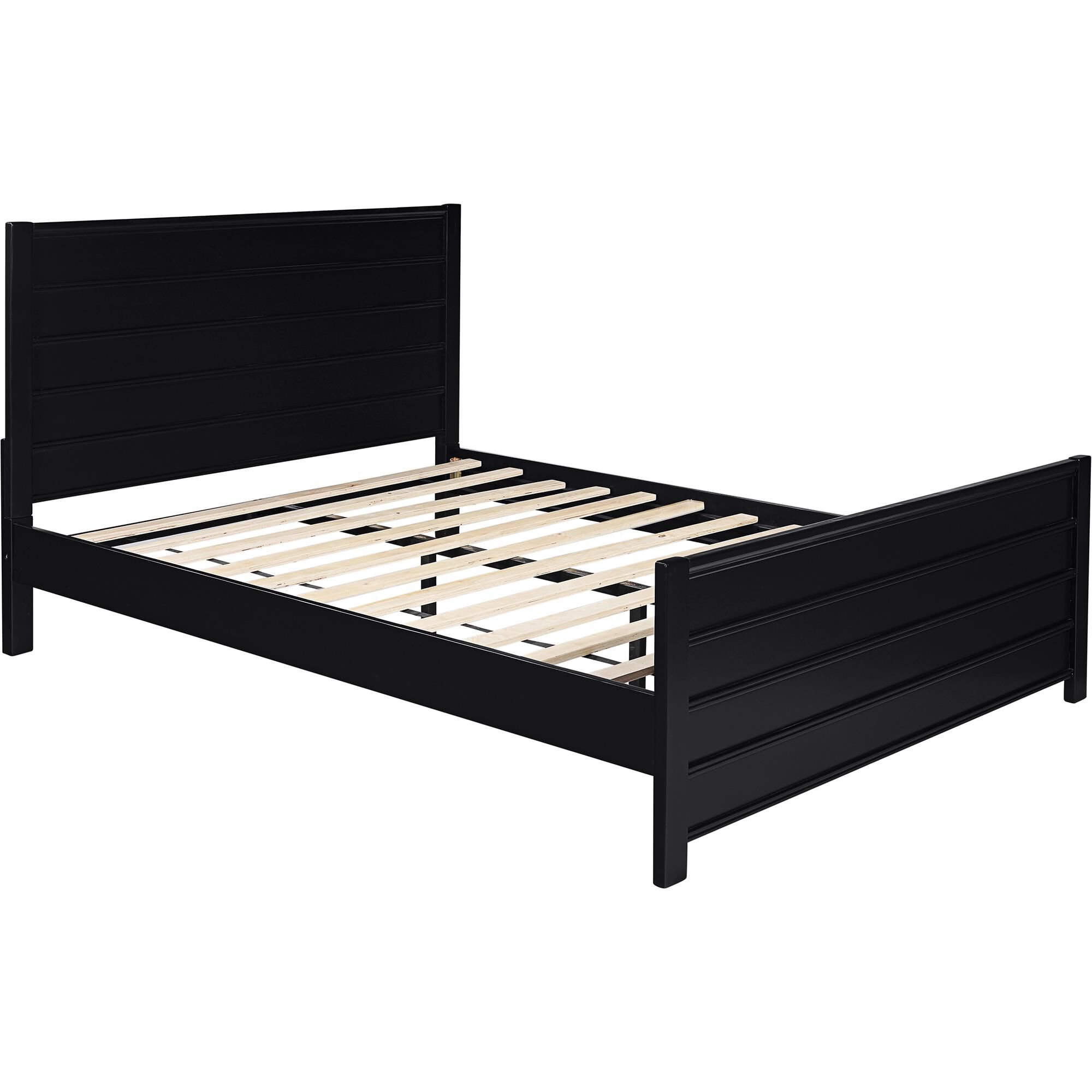 Caroline Wooden Platform Bed in Cherry, King with 2 Nightstands, BLACK, alternate image number 3