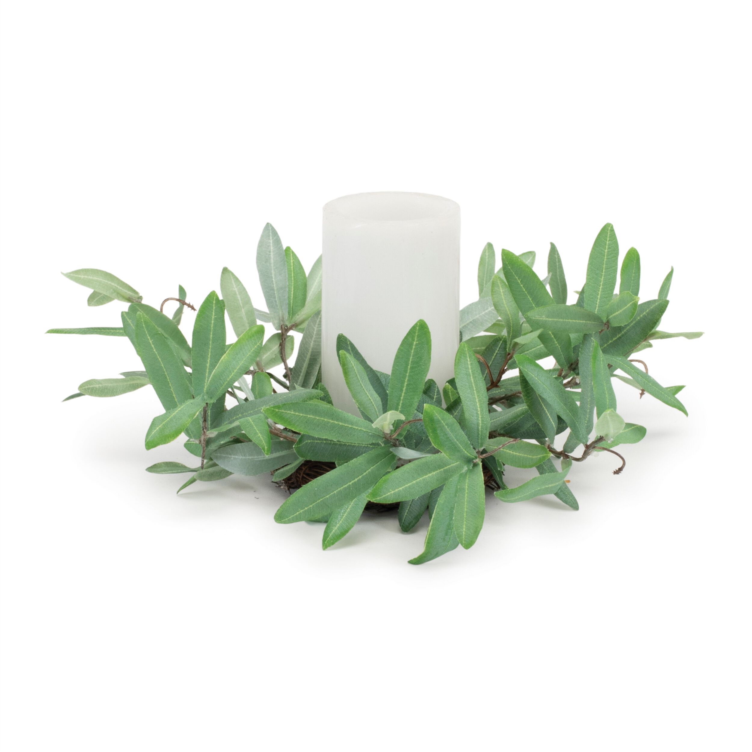 Olive Leaf Candle Ring 12 inchesD, GREEN, hi-res image number 0