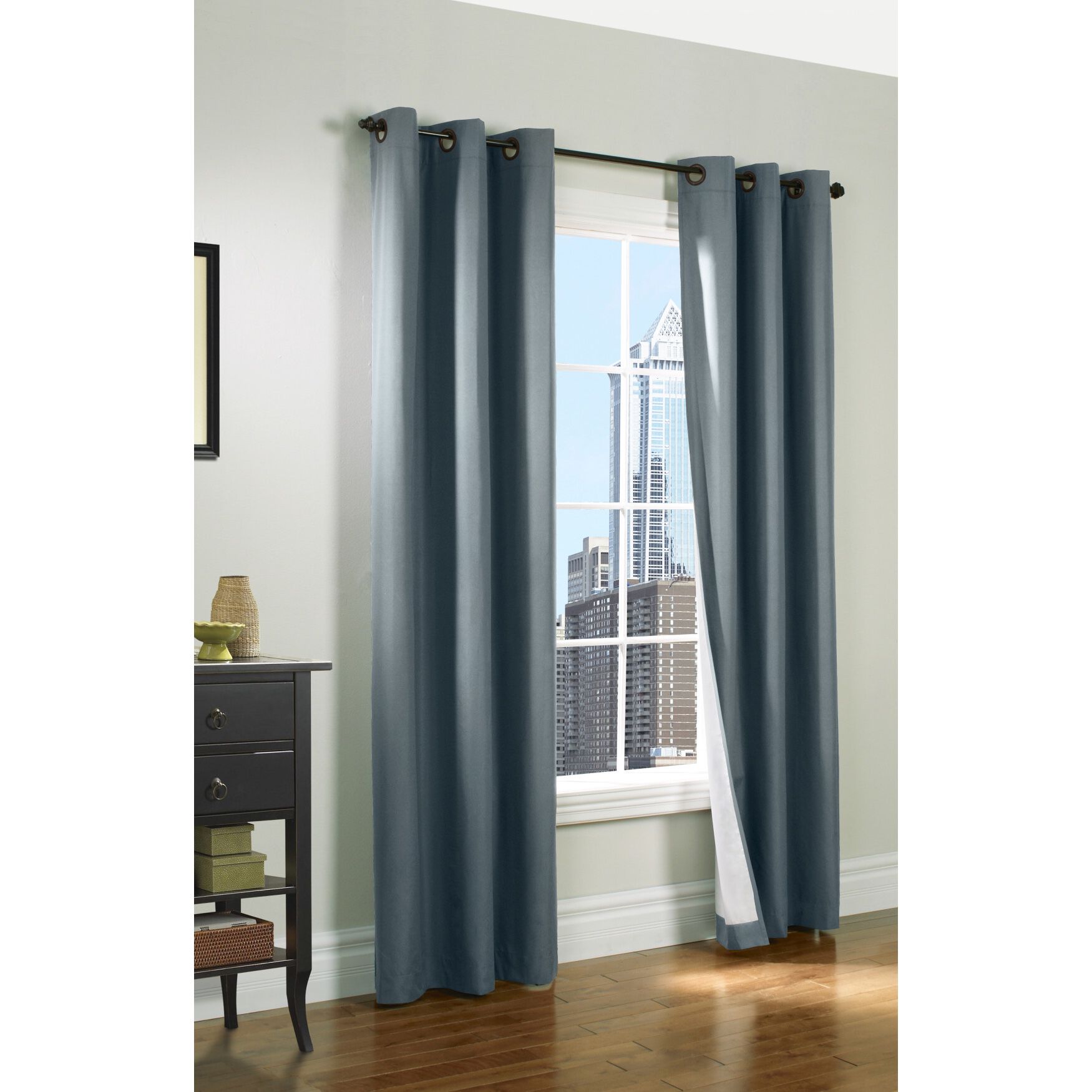 Prelude Room Darkening Grommet Curtain Panel, SLATE BLUE, hi-res image number 0