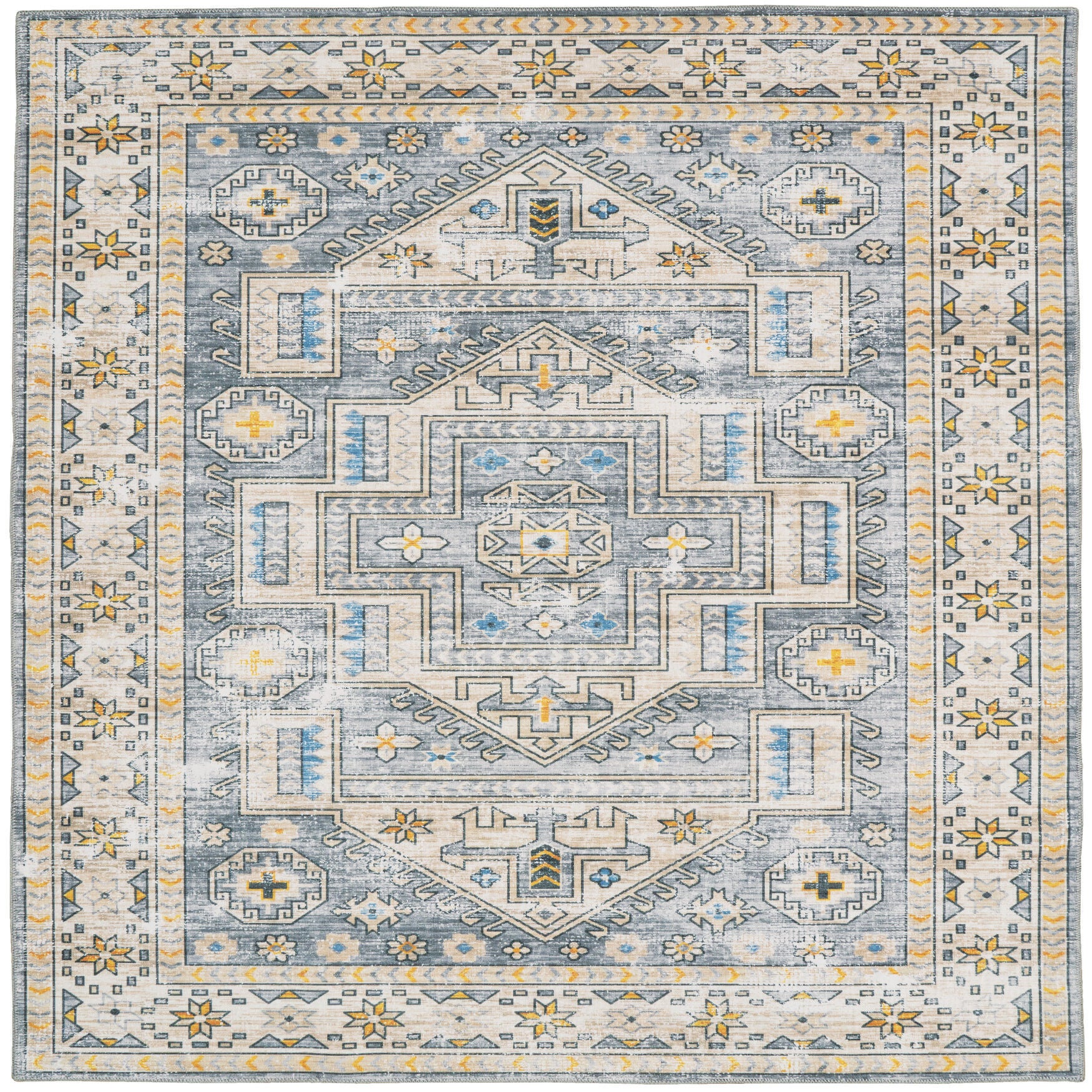 Washable Parson Grey/Beige Rug, GREY, hi-res image number 0