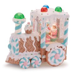 LED Santa & Gingerbread Bakery Snow Globe 7"H