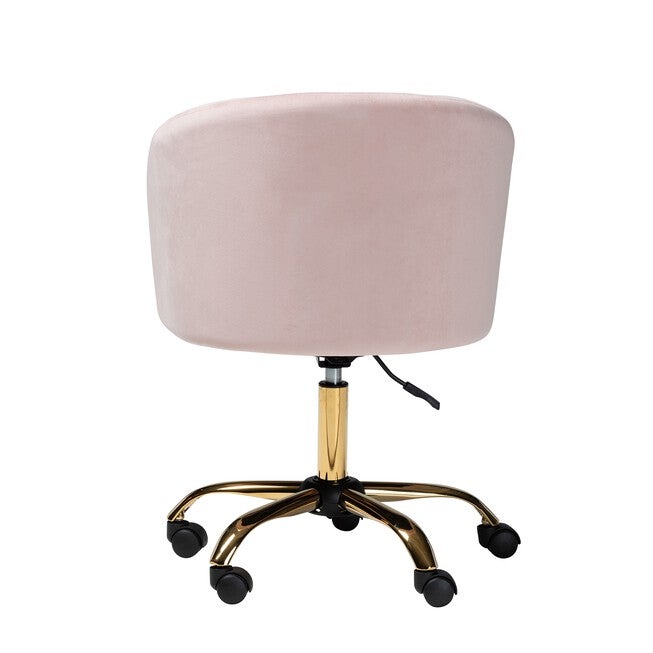 Ravenna Contemporary Glam And Luxe Aqua Velvet Fabric And Gold Metal Swivel Office Chair, , alternate image number 9