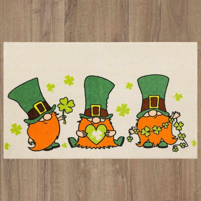 Leprechaun Clover Green Kitchen Rug, , alternate image number null
