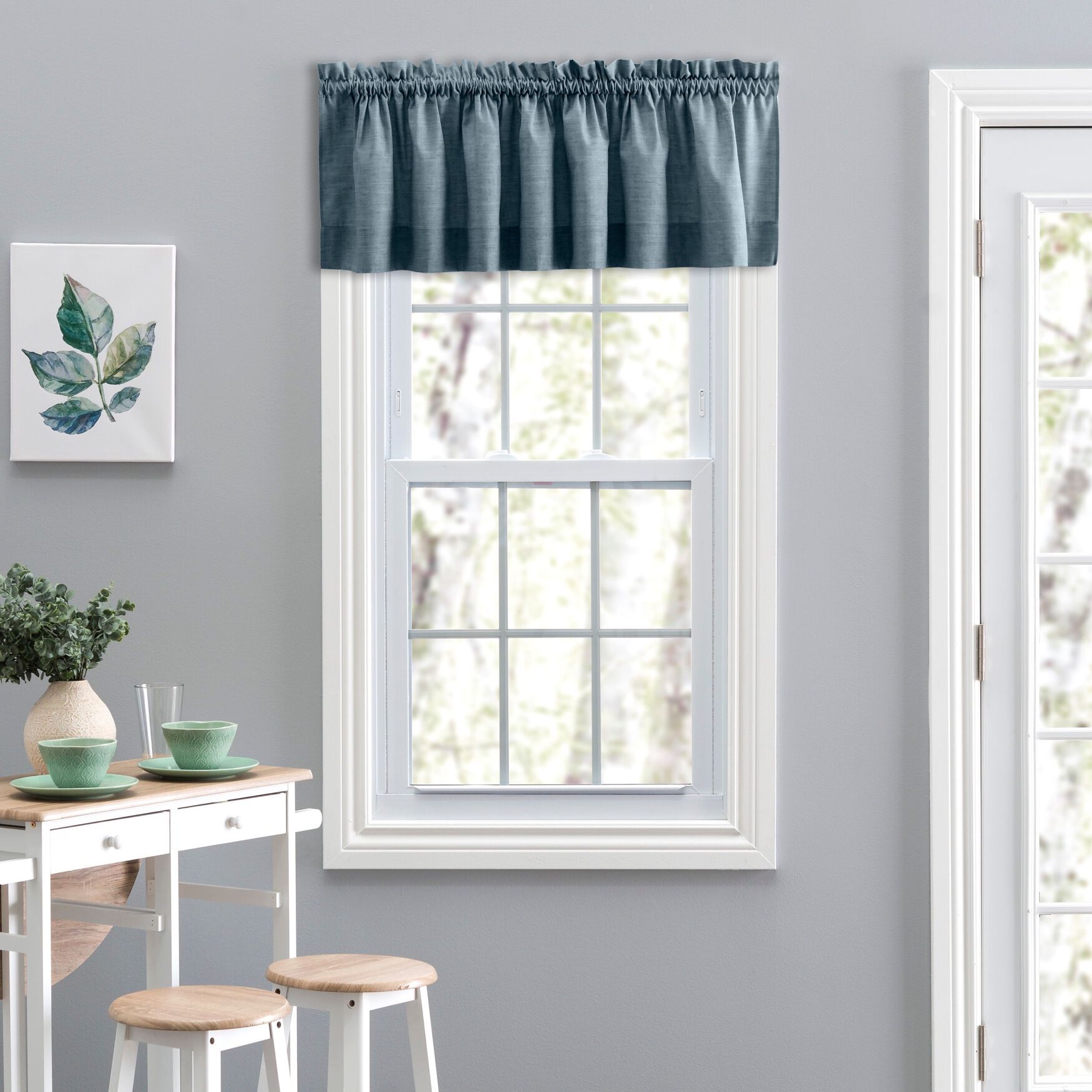 Lisa Solidtextured Tailored Valance, DUSTY BLUE, hi-res image number 0