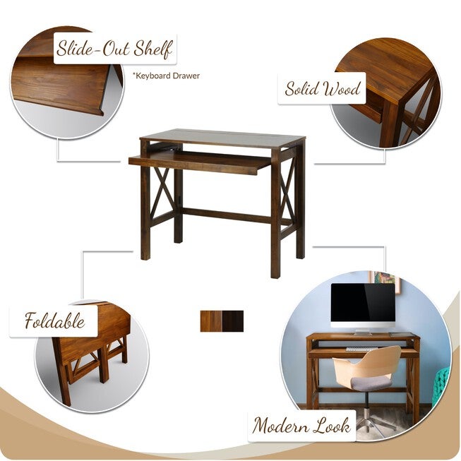 Montego Folding Desk with Pull-Out-Espresso, , alternate image number null