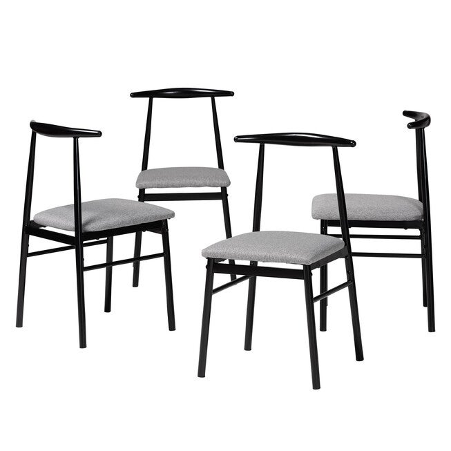 Arnold Modern Industrial Fabric and Metal Dining Chair, GREY, alternate image number 1