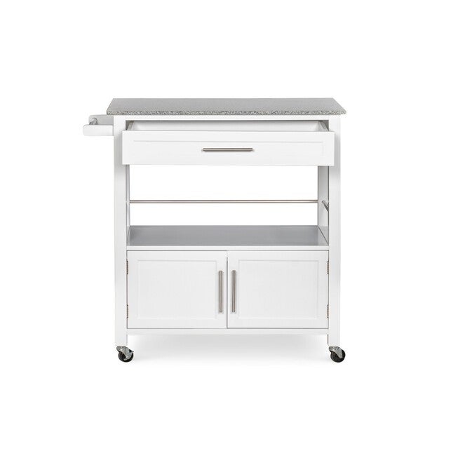 Cameron White Kitchen Cart With Granite Top, , alternate image number 4