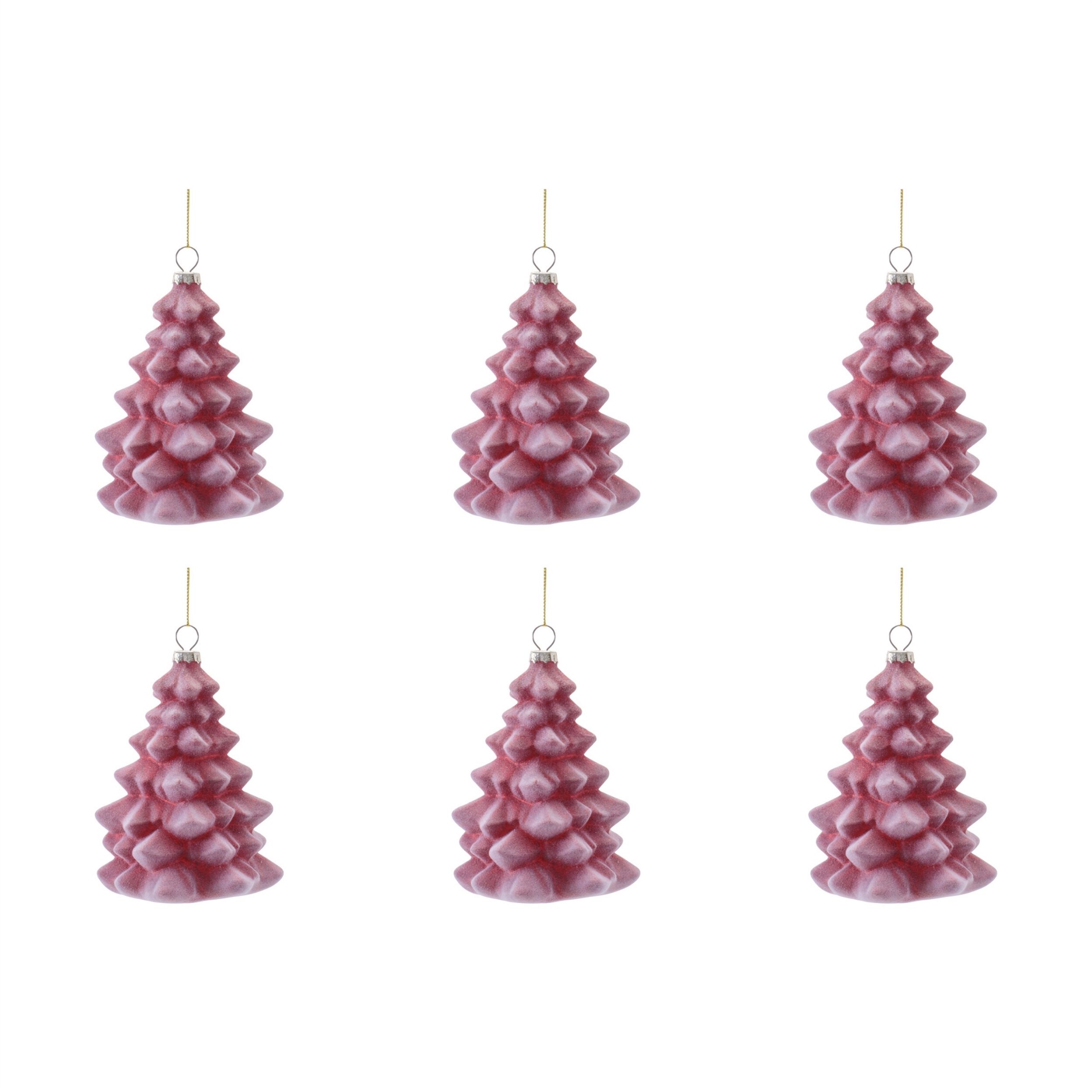 Glass Tree Ornaments (Set of 6), RED, alternate image number 4
