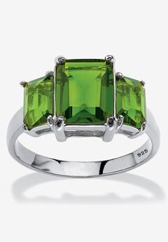 Sterling Silver 3 Square Simulated Birthstone Ring