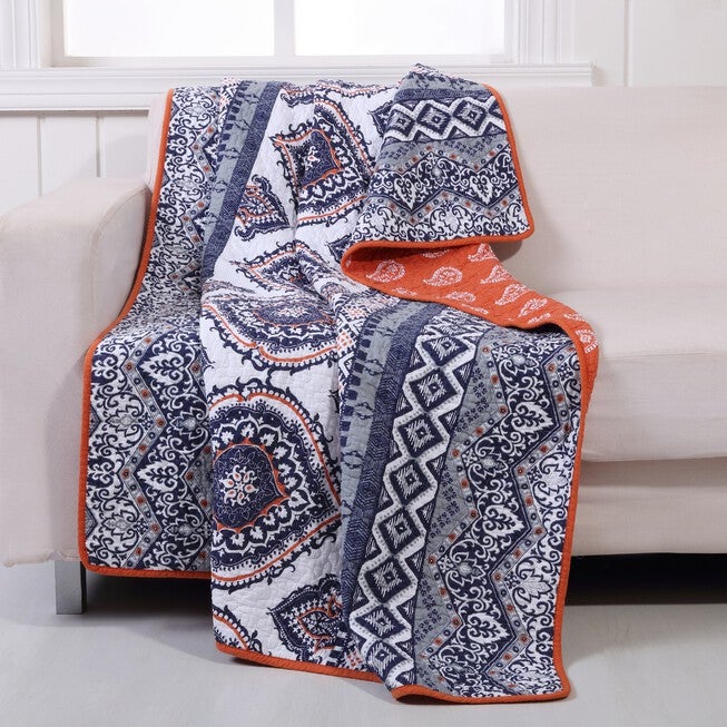 Medina Quilted Throw Blanket, SAFFRON, hi-res image number 0