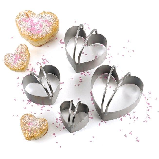 Heart Stainless Steel Biscuit Cutters, Set 4, GRAY, hi-res image number 0