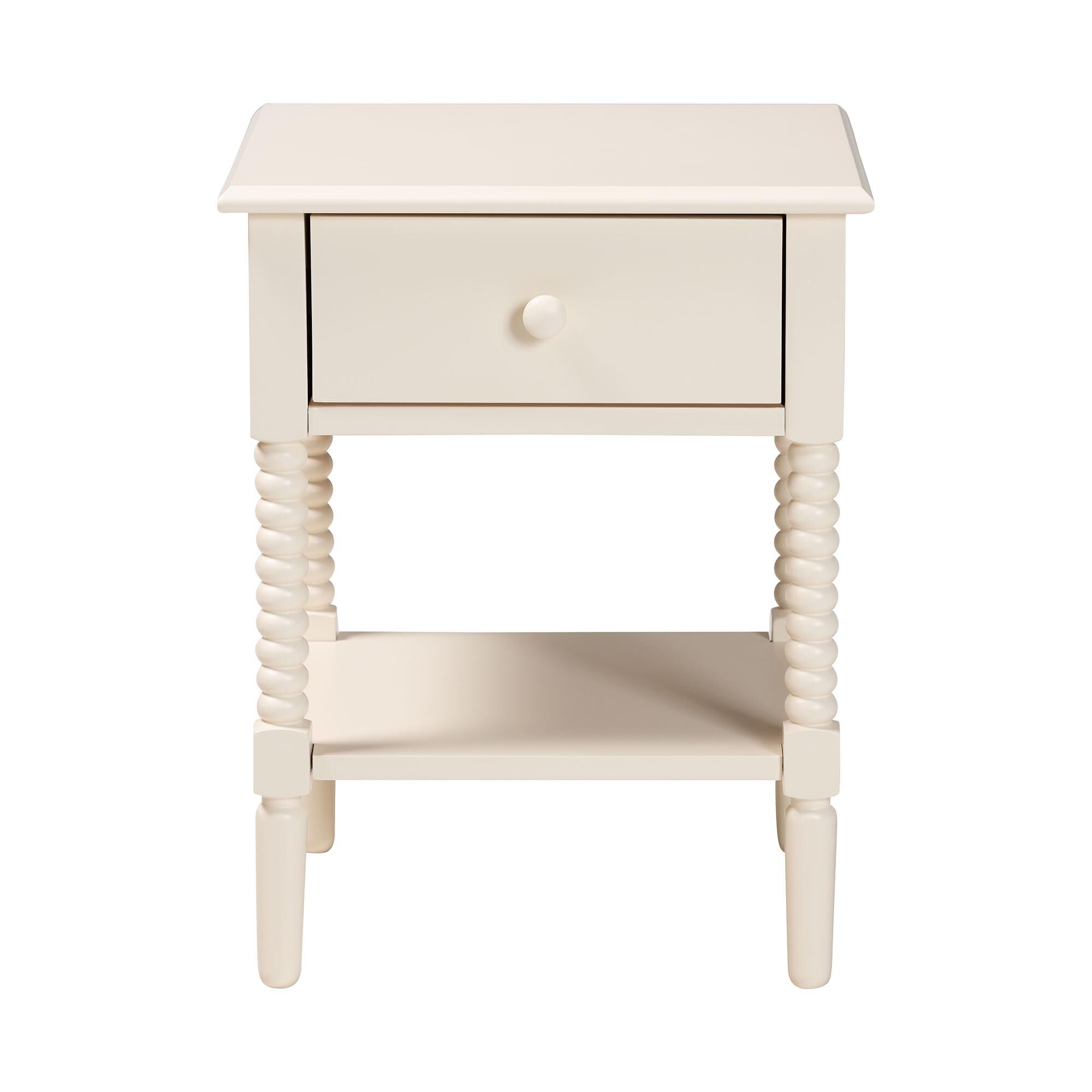 Braith Farmhouse Ivory Spindle Wood 1-Drawer Nightstand, IVORY, alternate image number 3