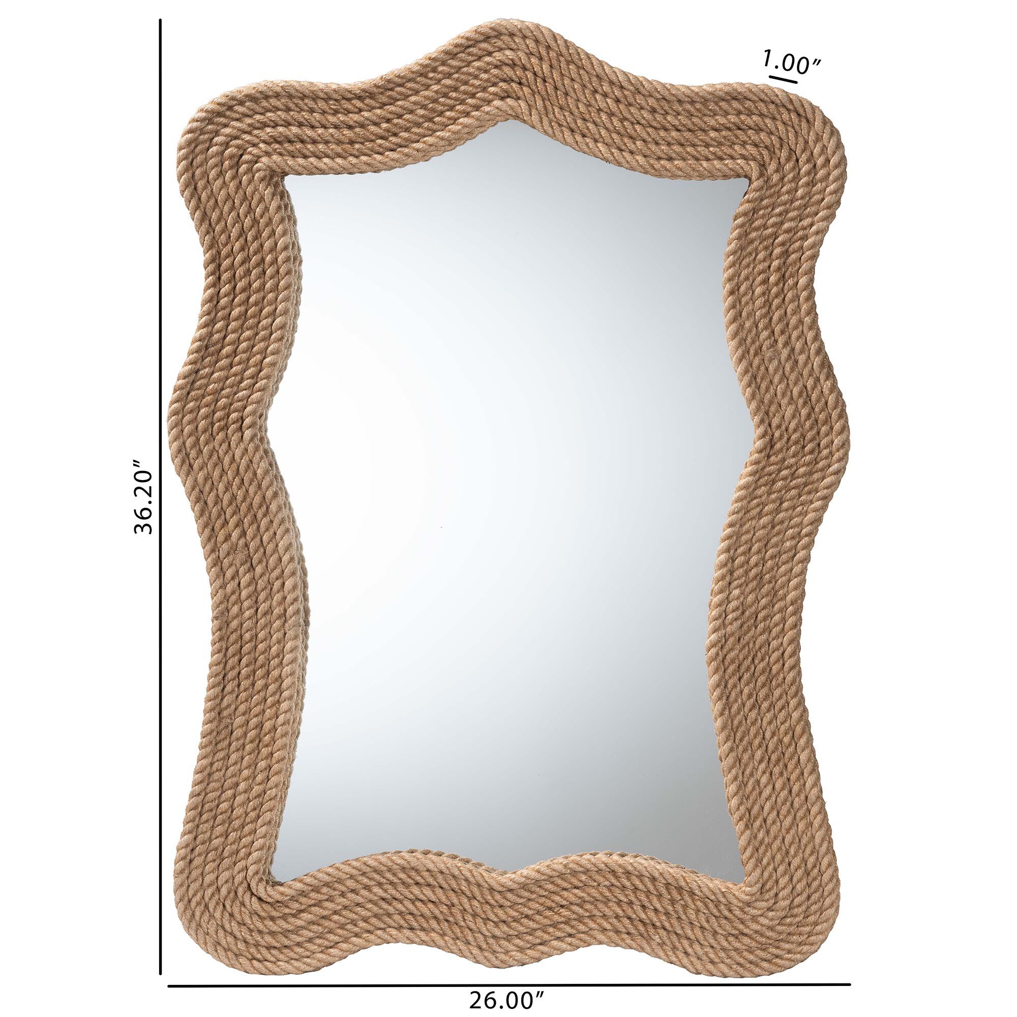 Quiana Coastal Woven Rope Accent Wall Mirror, BROWN, alternate image number 4