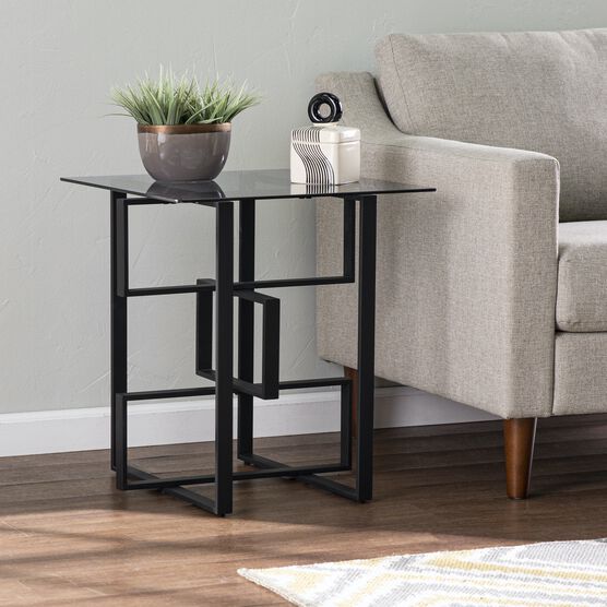 Clanlin Glass Top Accent Table, BLACK, hi-res image number null