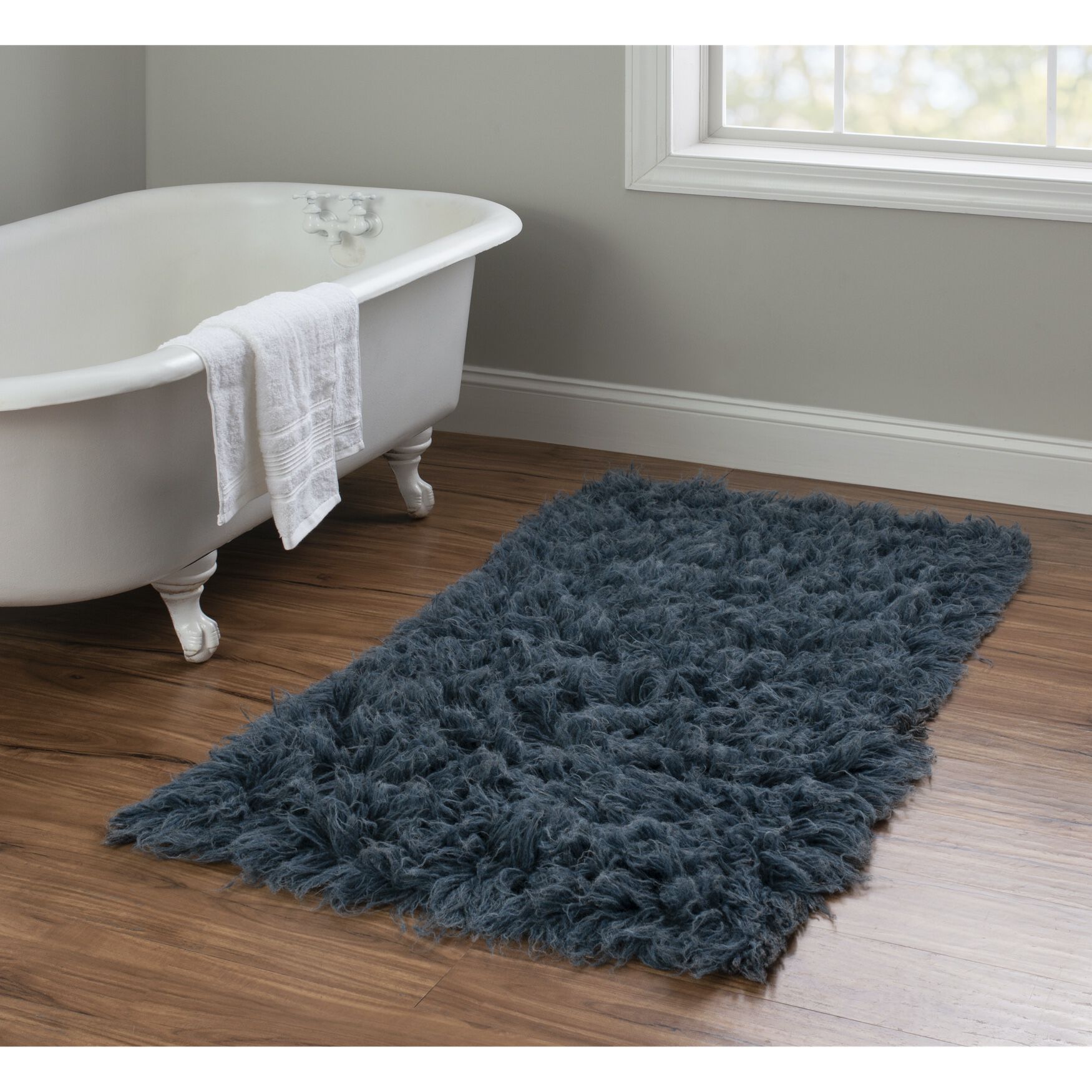 Flokati Denim Blue Rug, , on-hover image number 1