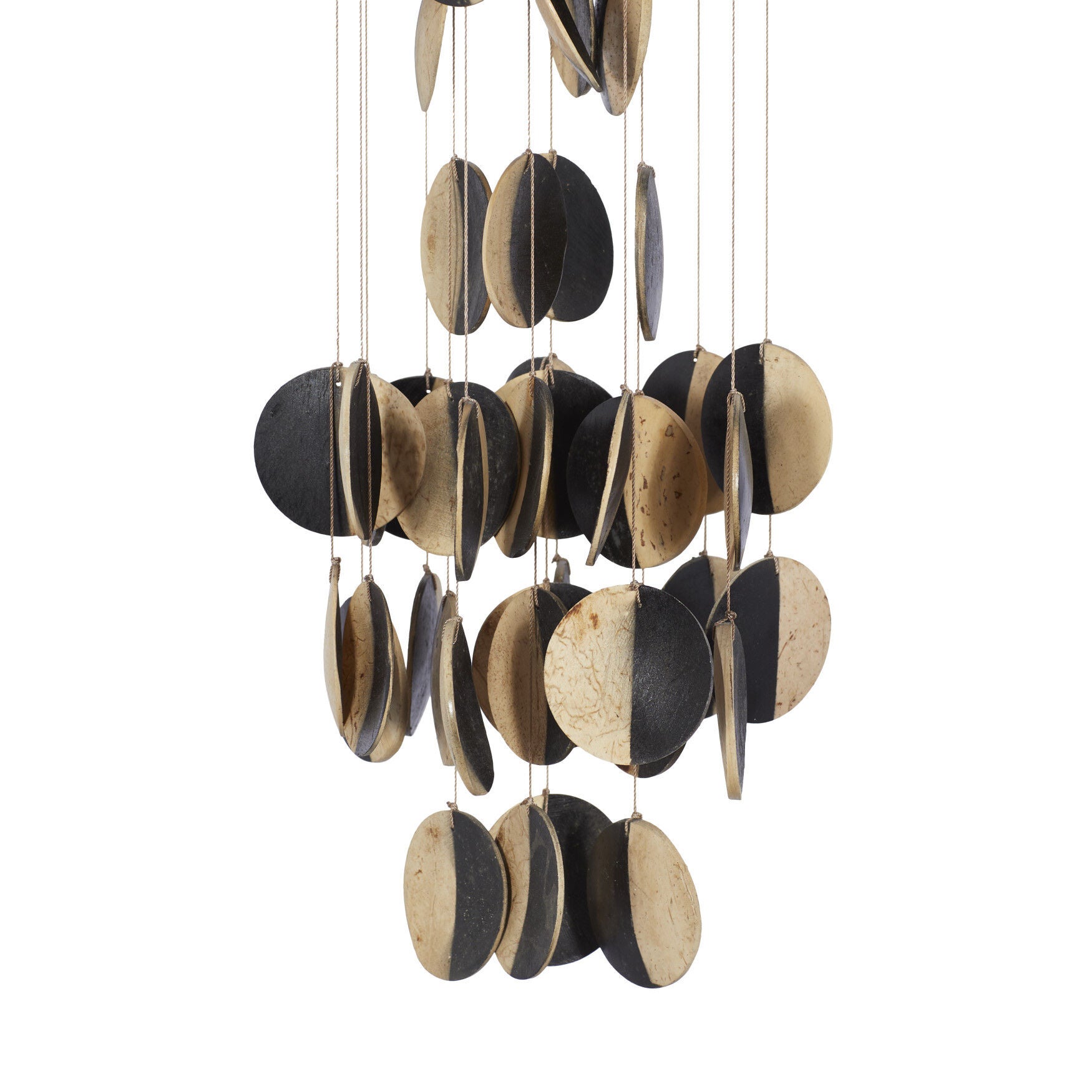 Black And Cream Coconut Shells Coastal Windchime, , alternate image number 3