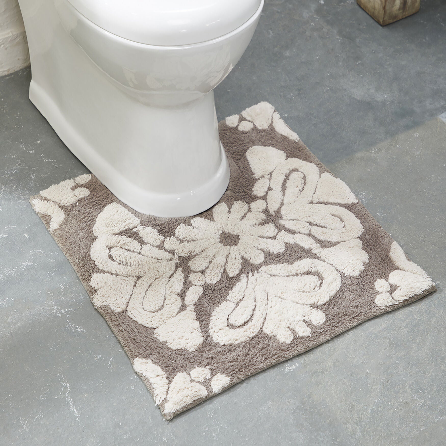Medallion Collection 100% Cotton 20 inches X 20 inches Contour Bath Rug, BEIGE NATURAL, hi-res image number 0