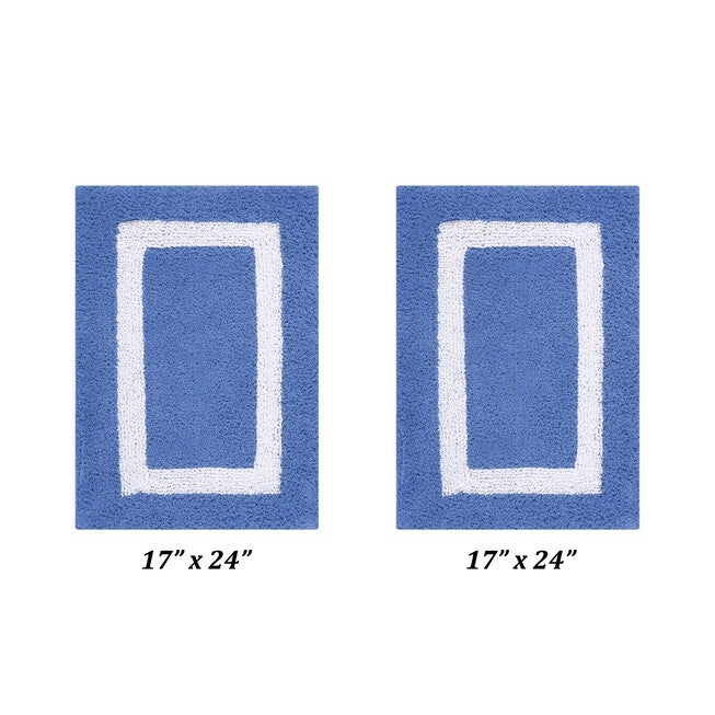 Hotel Collections Bath Mat Rug 2 Piece Set (17 inches X 24 inches | 17 inches X 24 inches), BLUE WHITE, hi-res image number 0