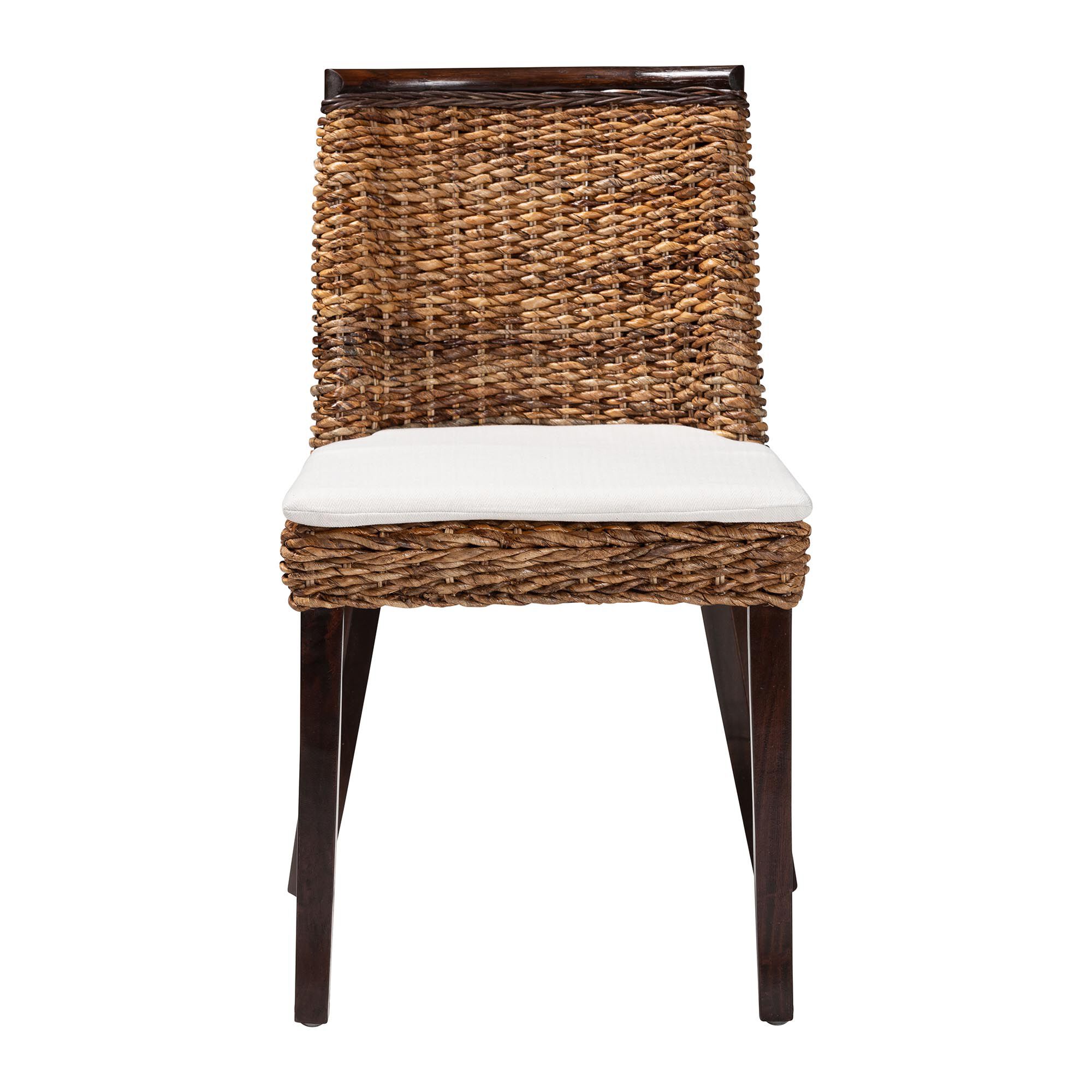 Abbas Bohemian Seagrass and Dark Brown Wood Dining Chair, BROWN, alternate image number 2
