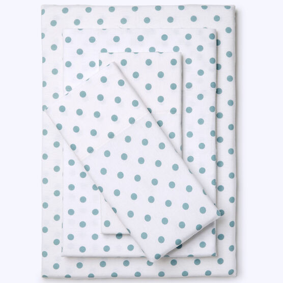 Cotton Flannel Print Sheet Set, SOFT BLUE DOT, hi-res image number null
