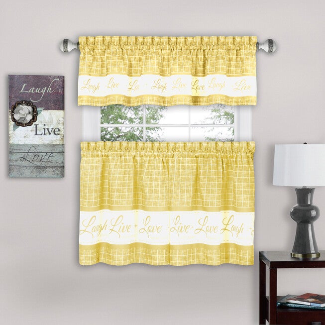 Live, Love, Laugh Window Curtain Tier Pair and Valance Set - 58x24, , alternate image number 13