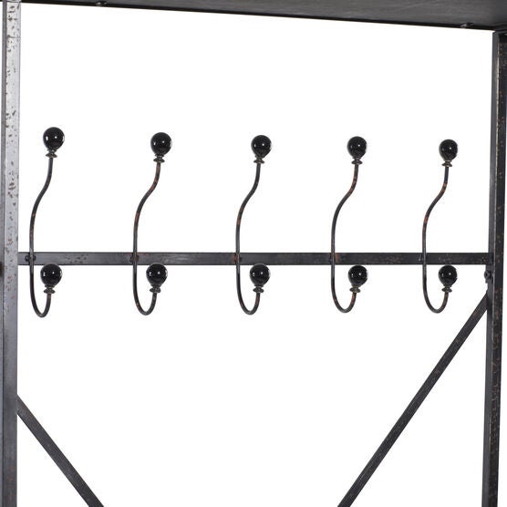 Industrial Rectangular Brown Wood and Metal Multi-Tiered Clothing Rack, 72"H x 44"L x 17"W, , alternate image number null