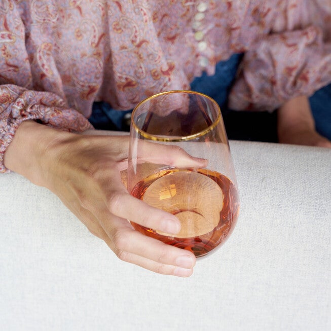 Rose Crystal Stemless Wine Glass Set, , alternate image number null