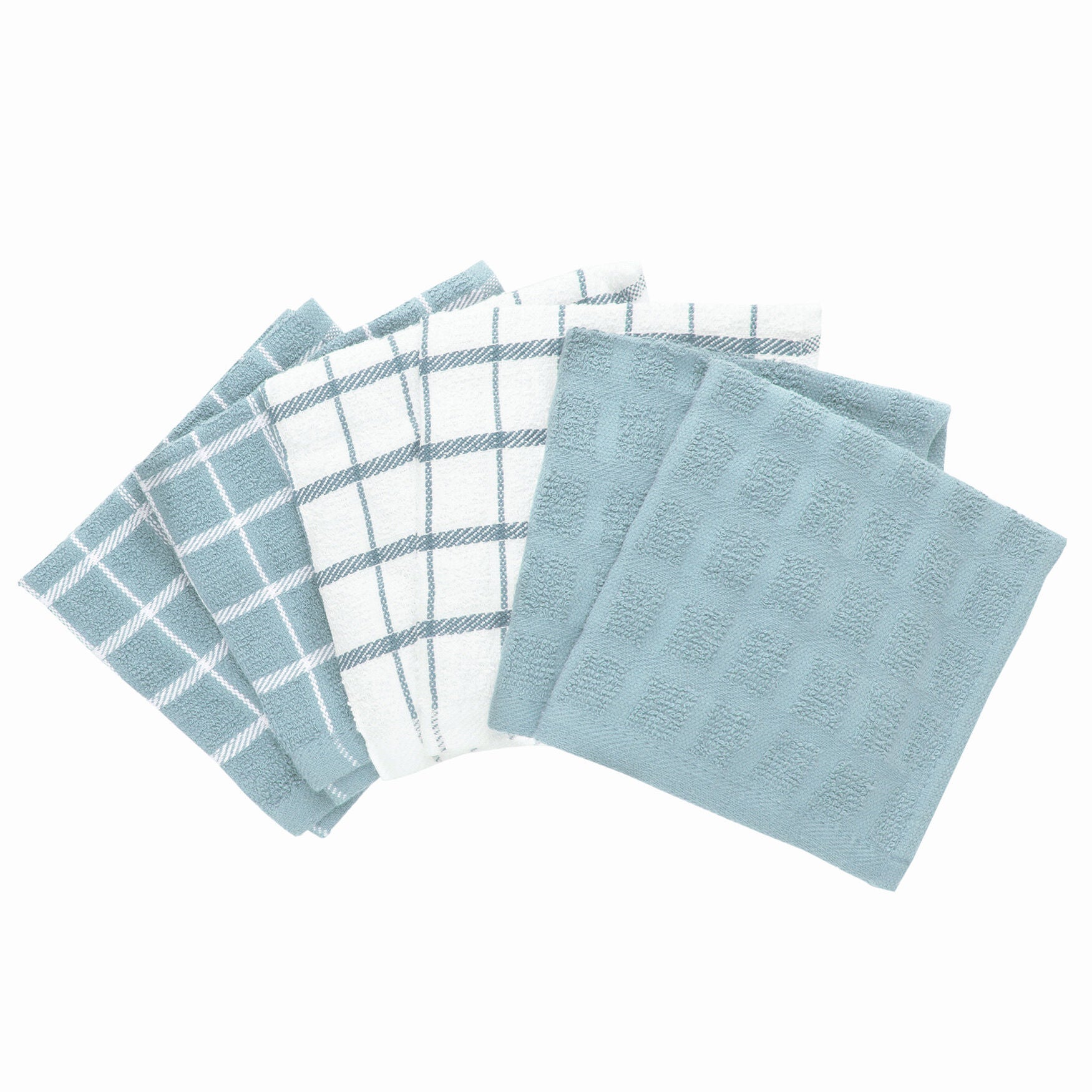 6Pk Terry Check Dish Cloth Dish Cloth, DEW, hi-res image number 0