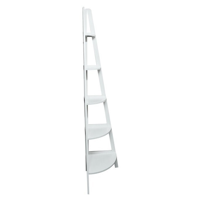 5-Shelf Corner Ladder Bookcase - White, , alternate image number 2