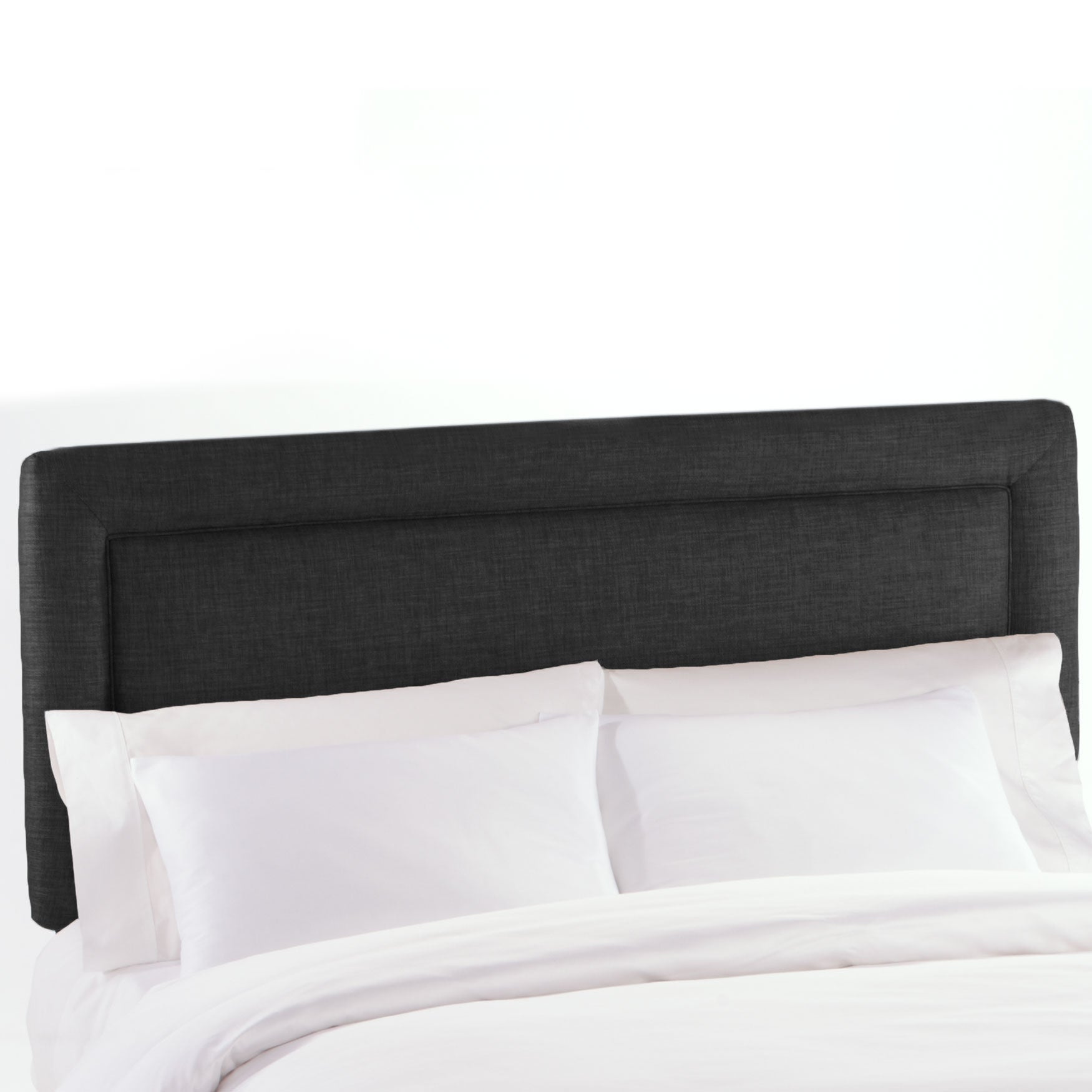Linen Fabric Full Headboard, BLACK LINEN, hi-res image number 0