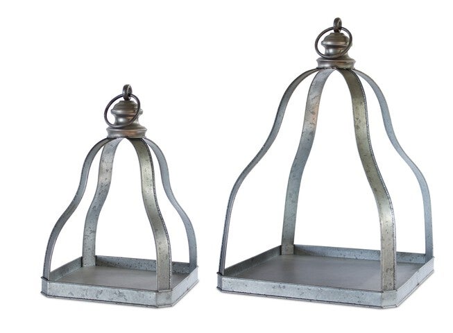 Lantern (Set of 2) 15.5 inchesH, 20 inchesH Metal, GREY/BLACK, hi-res image number null