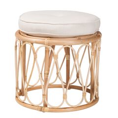 Hachiro Bohemian Natural Rattan Ottoman Footstool