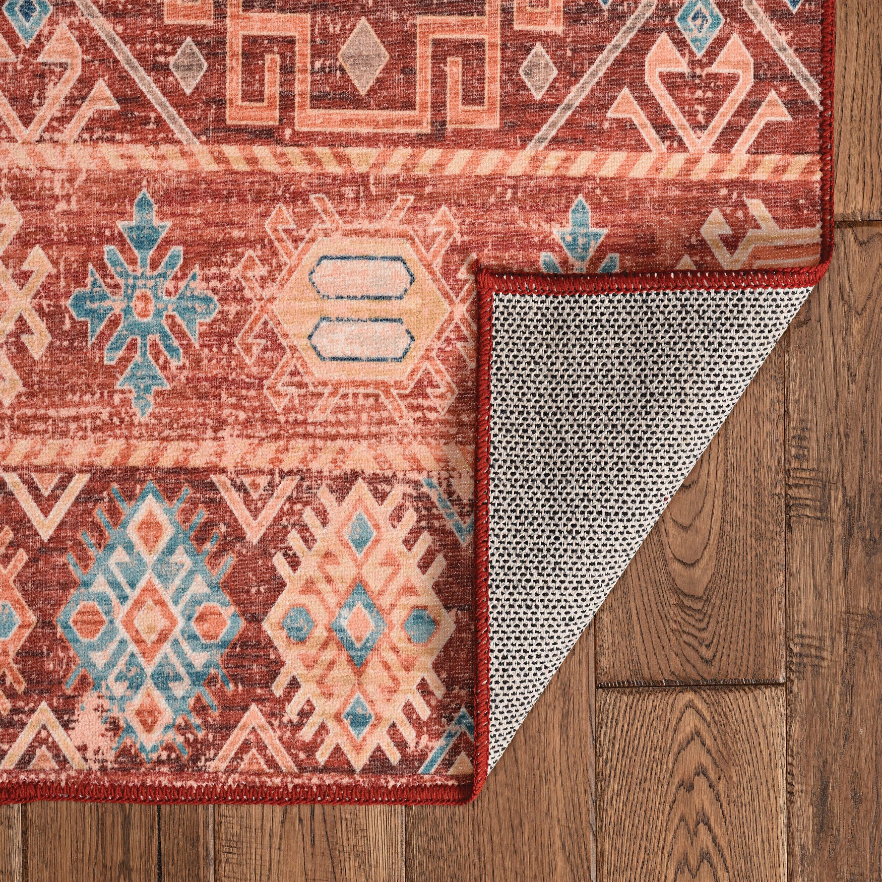 Washable Devlin Red/Ivory Rug, , on-hover image number 1