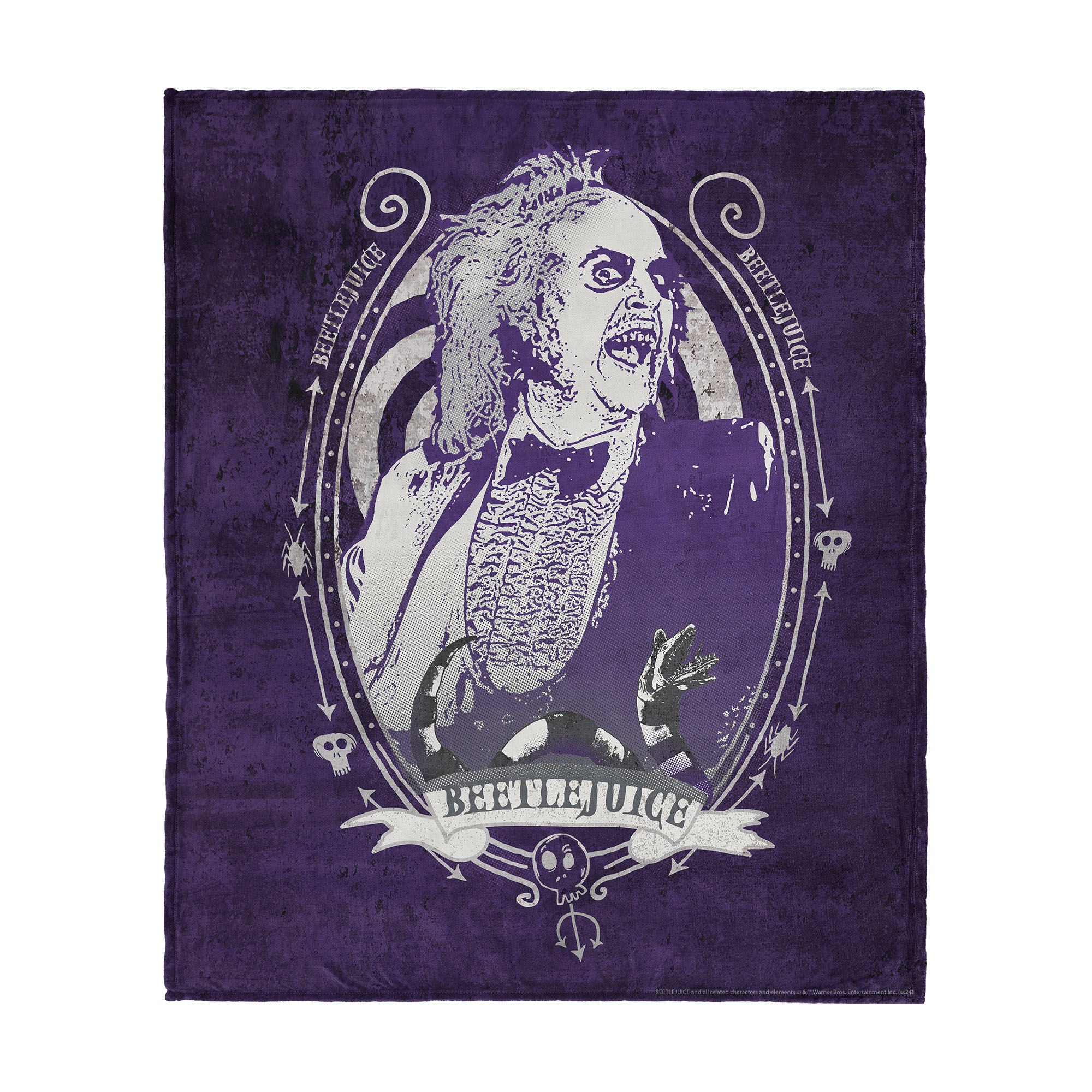 Warner Bros. Beetlejuice Big Dark Room Silk Touch Throw Blanket 40X50 Inches, PURPLE, hi-res image number 0