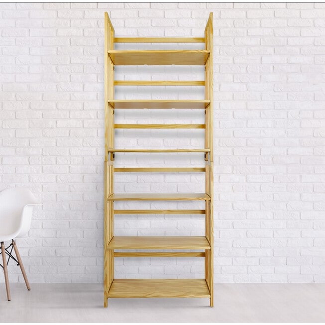 3-Shelf Folding Stackable Bookcase 27.5 inches Wide-Natural, , alternate image number null