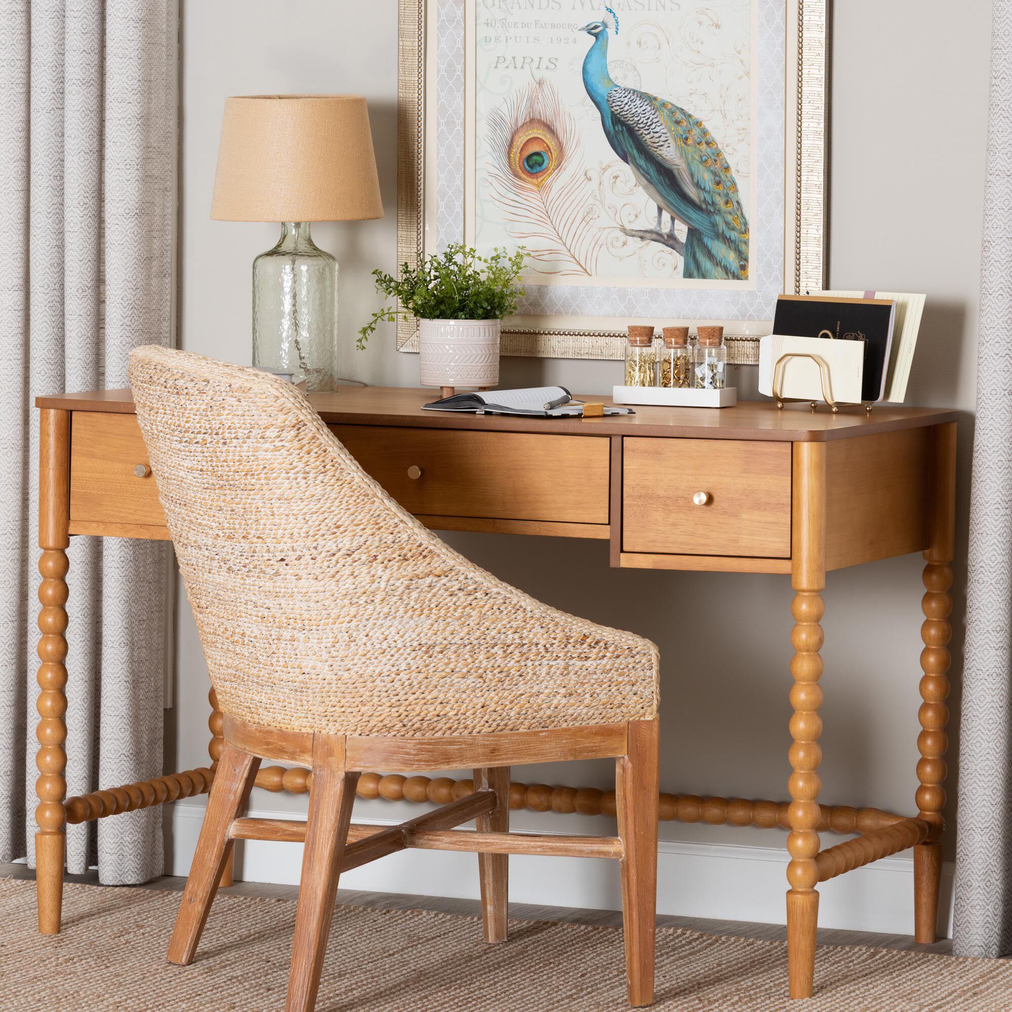 Lucera Bobbin Writing Desk, BROWN, hi-res image number 0