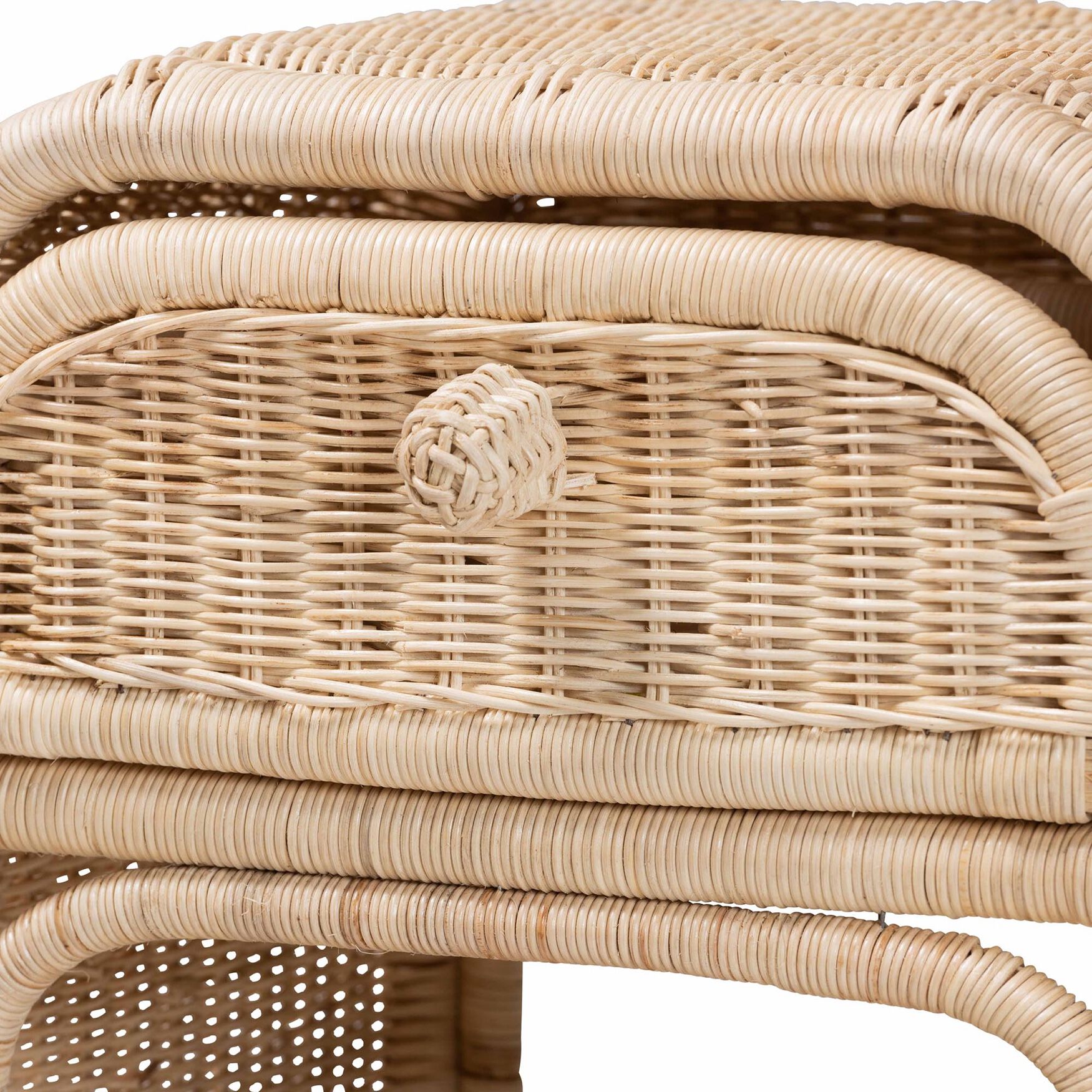 Magni Modern Bohemian Natural Brown Rattan 1-Drawer Nightstand, , alternate image number 4